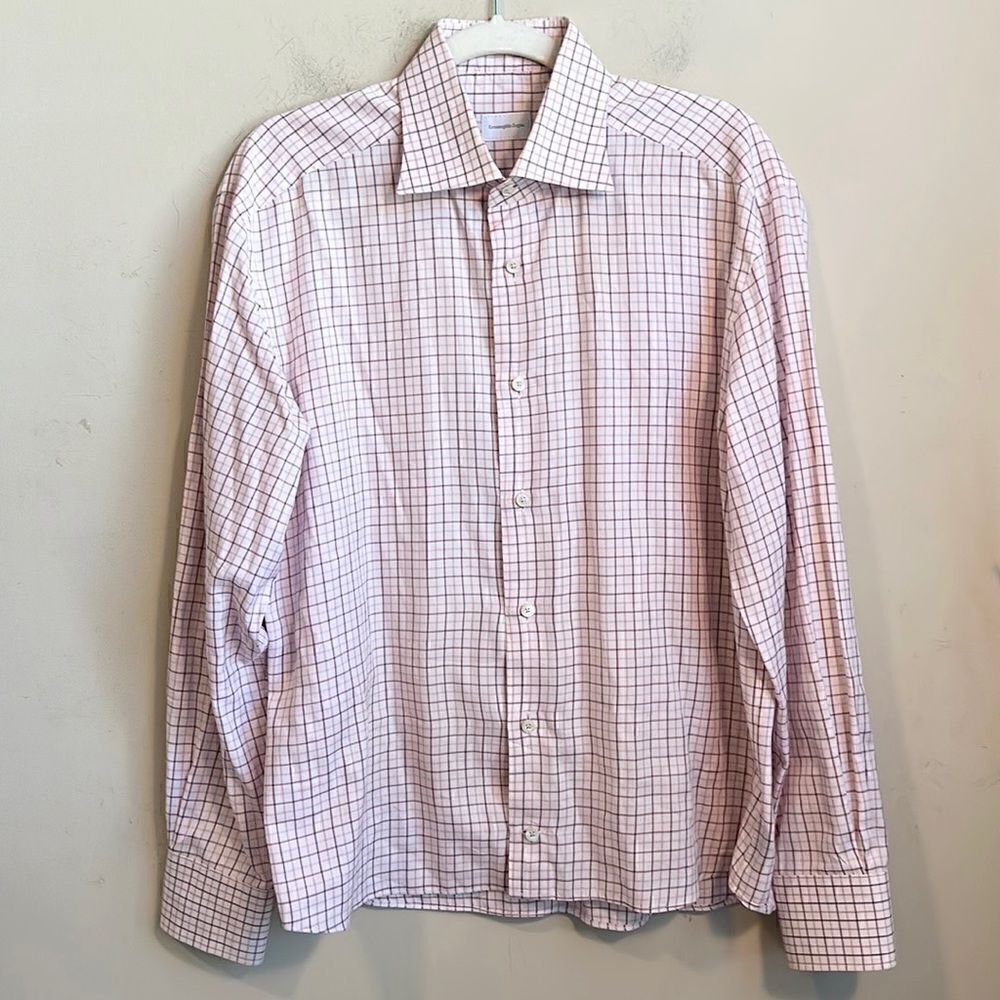 Ermenegildo ZEGNA Front Button Plaid Shirt 41/16